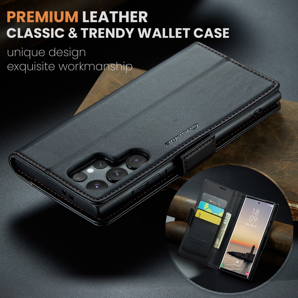Funda delgada con solapa anti-RFID Samsung Galaxy S25 Ultra Negro