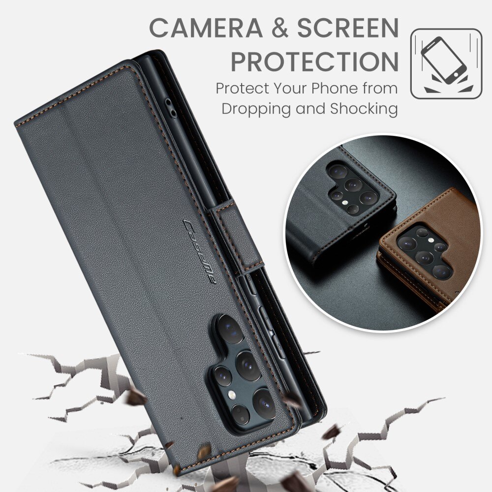 Funda delgada con solapa anti-RFID Samsung Galaxy S25 Ultra Negro
