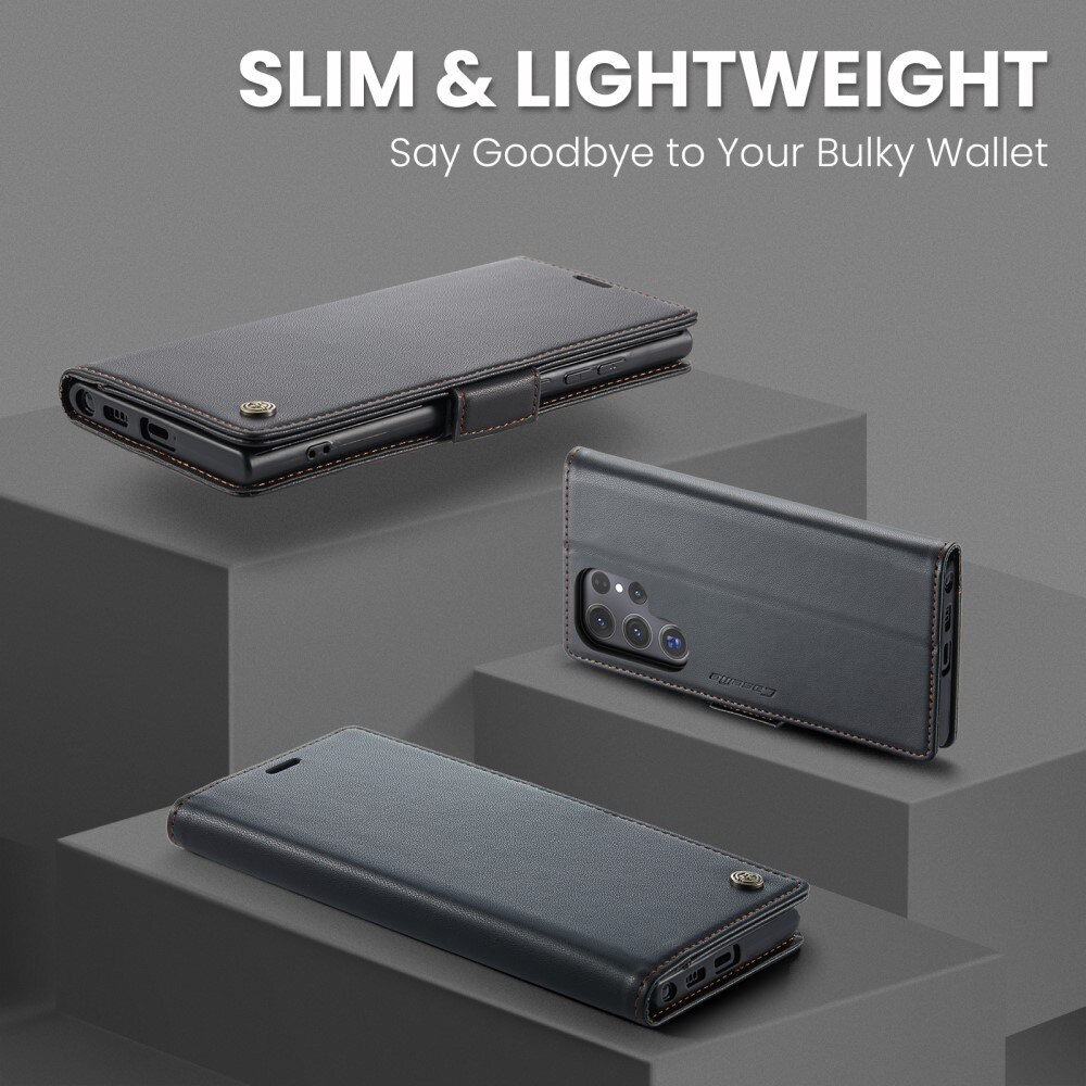 Funda delgada con solapa anti-RFID Samsung Galaxy S25 Ultra Negro