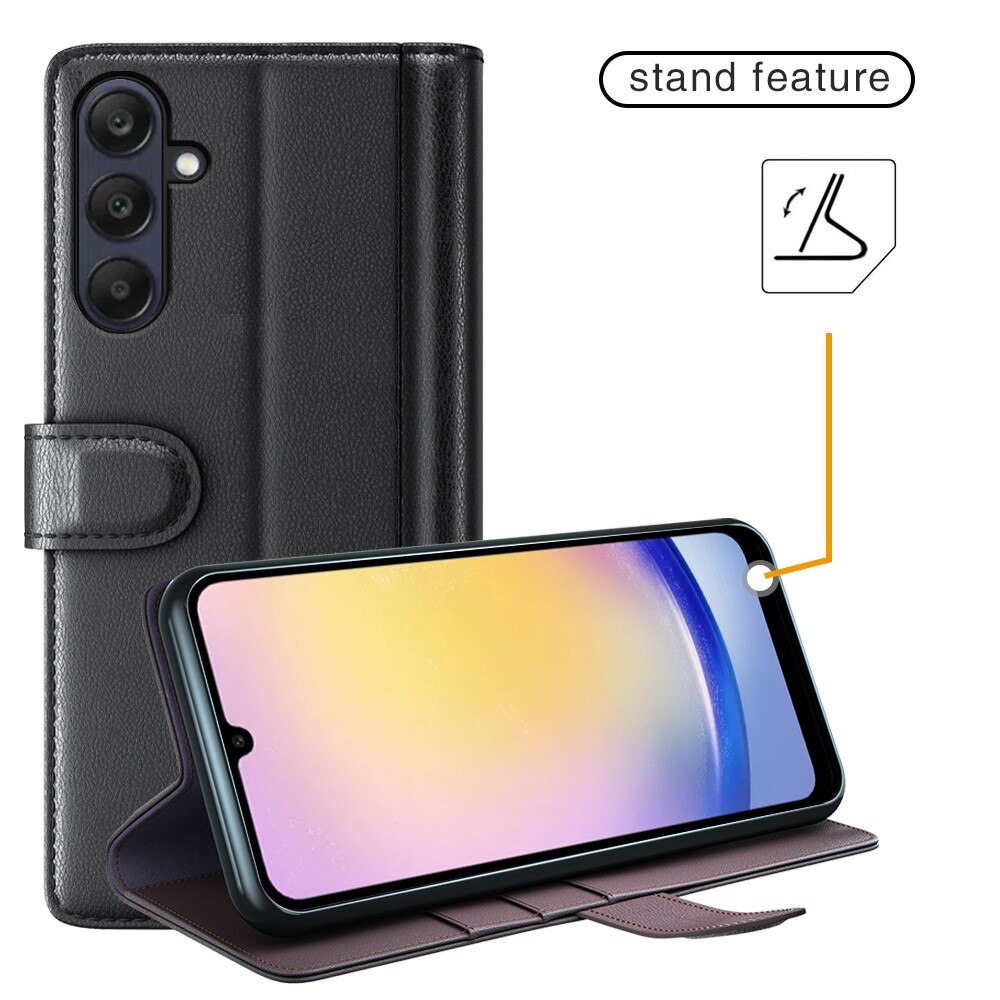 Funda de cuero genuino Samsung Galaxy A26, Negro