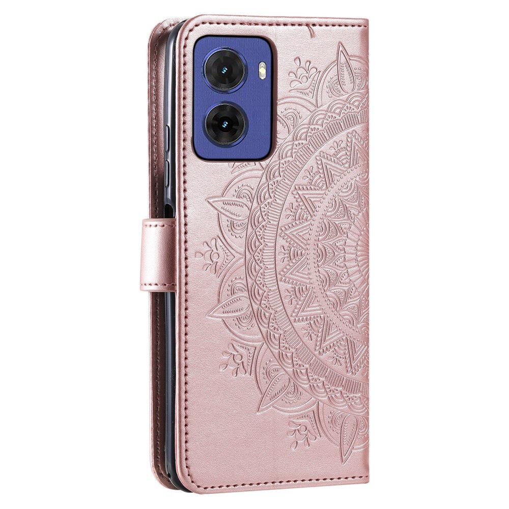 Funda de Cuero Mandala Motorola Moto G05 oro rosa