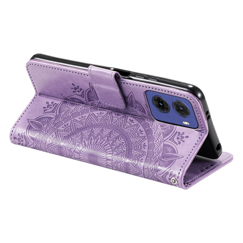 Funda de Cuero Mandala Motorola Moto G05 violeta