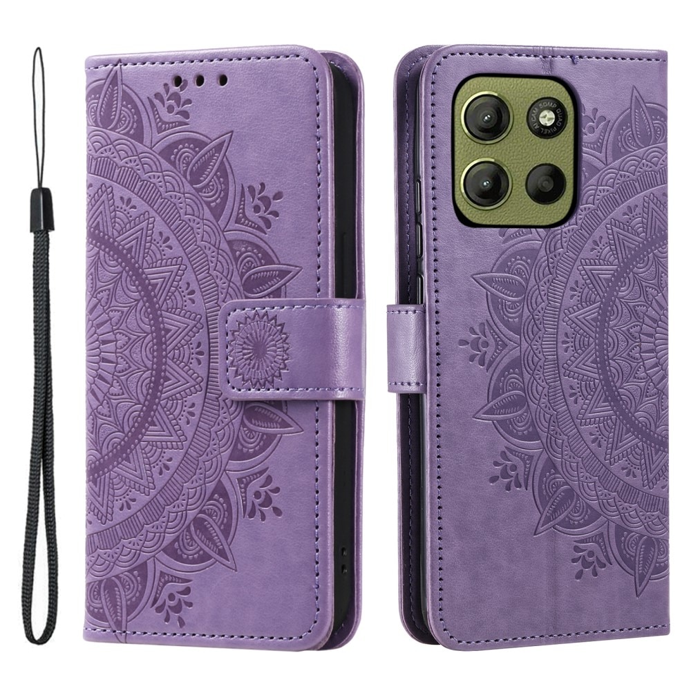 Funda de Cuero Mandala Motorola Moto G15 Power violeta