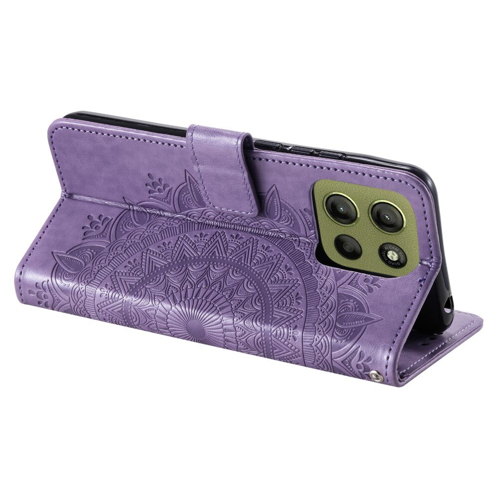 Funda de Cuero Mandala Motorola Moto G15 Power violeta