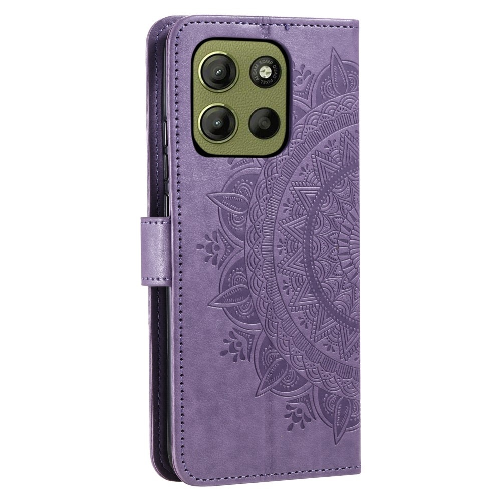 Funda de Cuero Mandala Motorola Moto G15 Power violeta