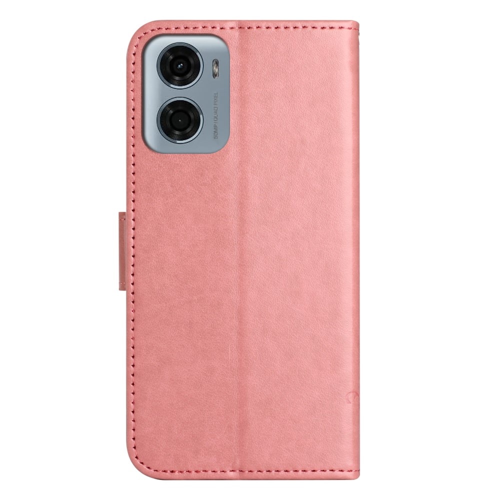Funda de Cuero con Mariposas Motorola Moto G05, Rosa
