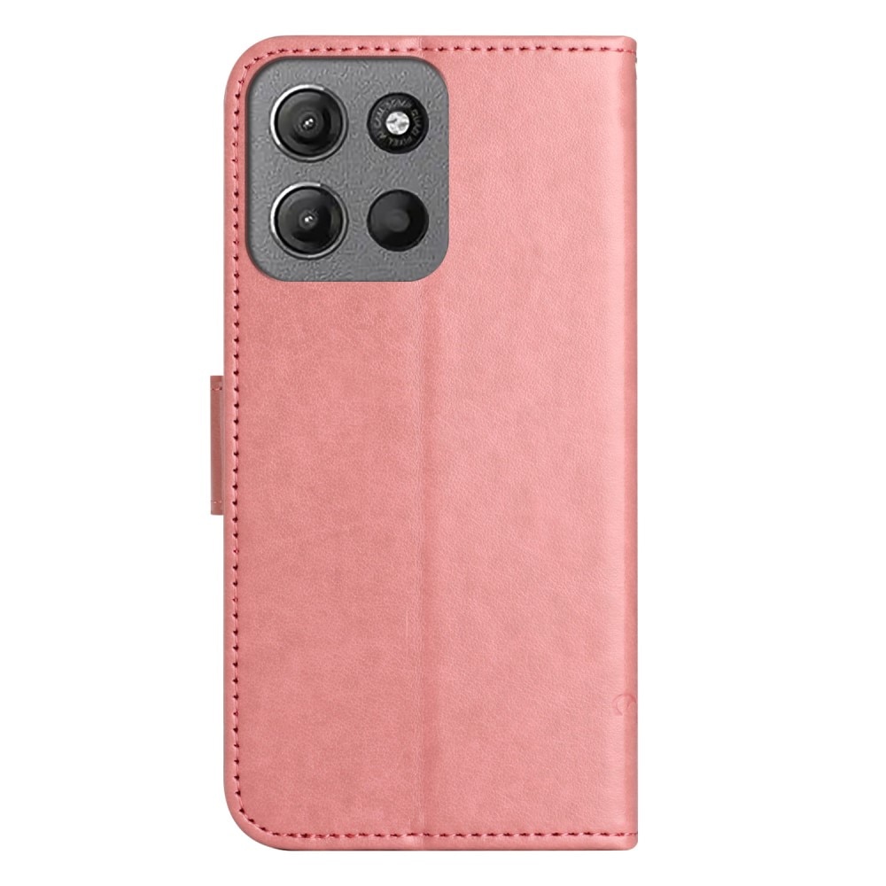 Funda de Cuero con Mariposas Motorola Moto G15 Power, Rosa