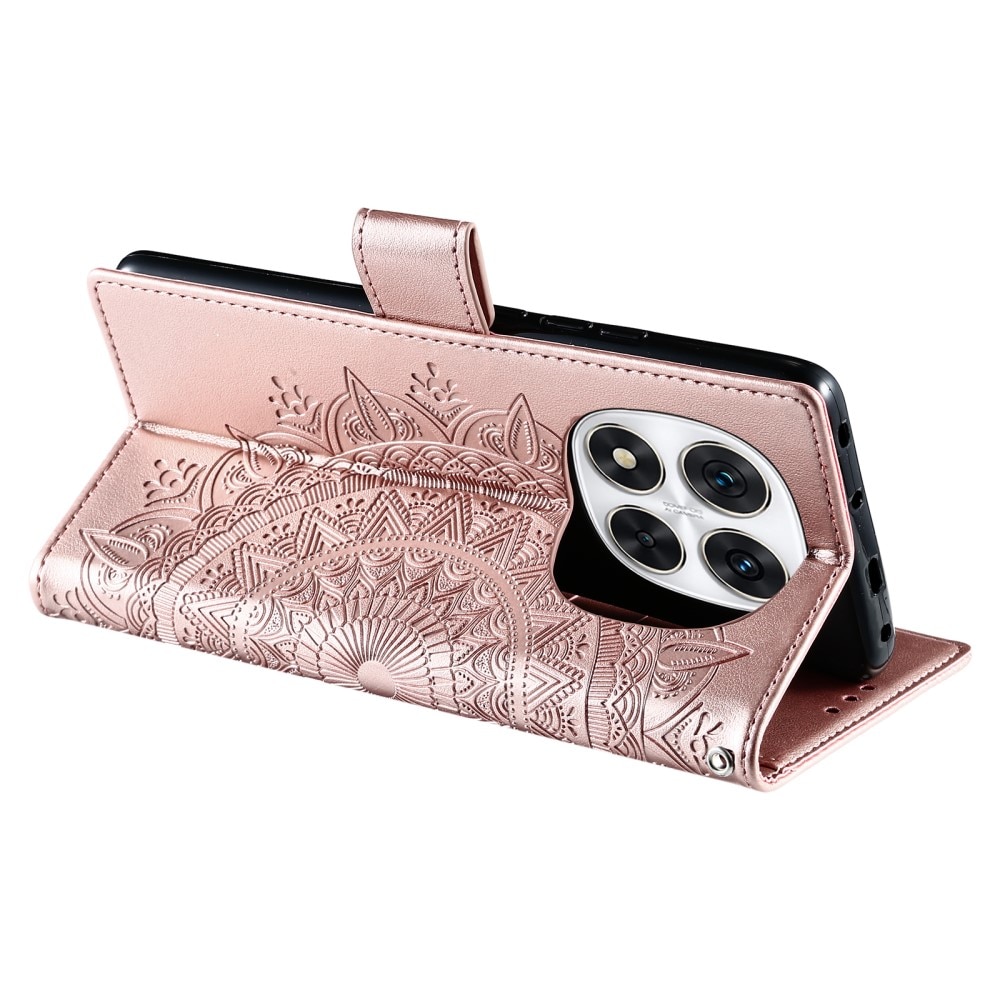 Funda de Cuero Mandala Xiaomi Redmi Note 14 Pro Plus oro rosa