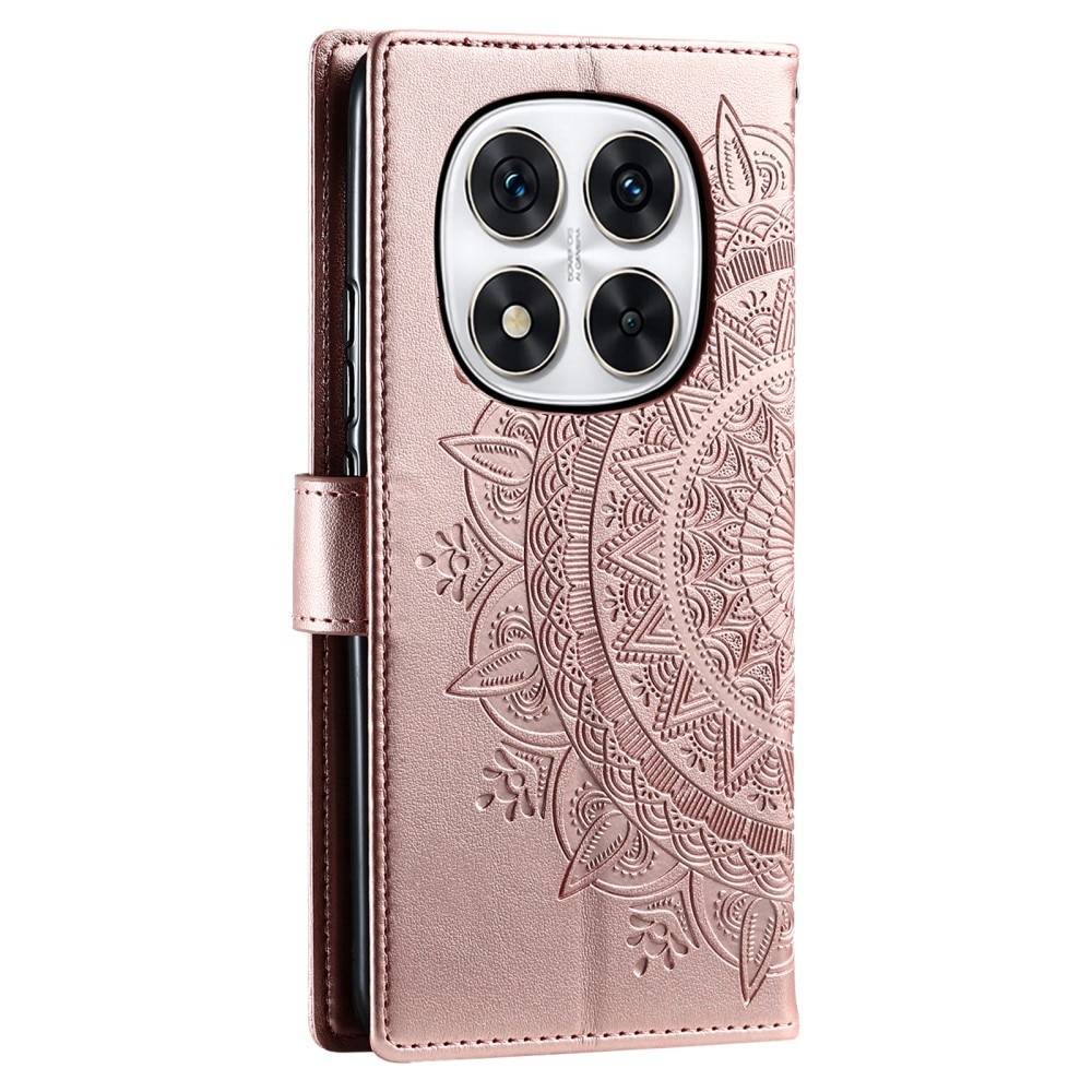 Funda de Cuero Mandala Xiaomi Redmi Note 14 Pro Plus oro rosa
