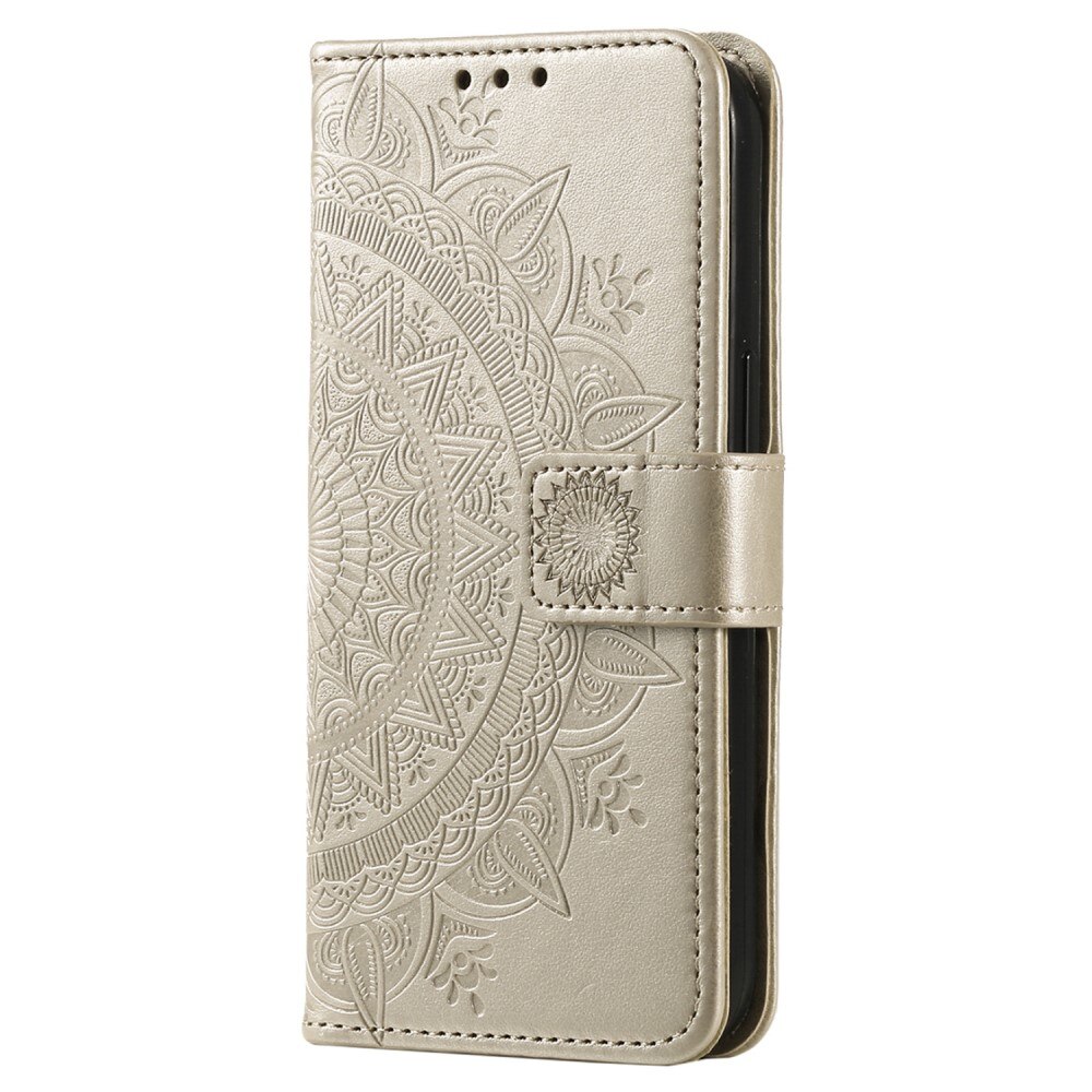 Funda de Cuero Mandala Xiaomi Redmi Note 14 Pro Plus oro
