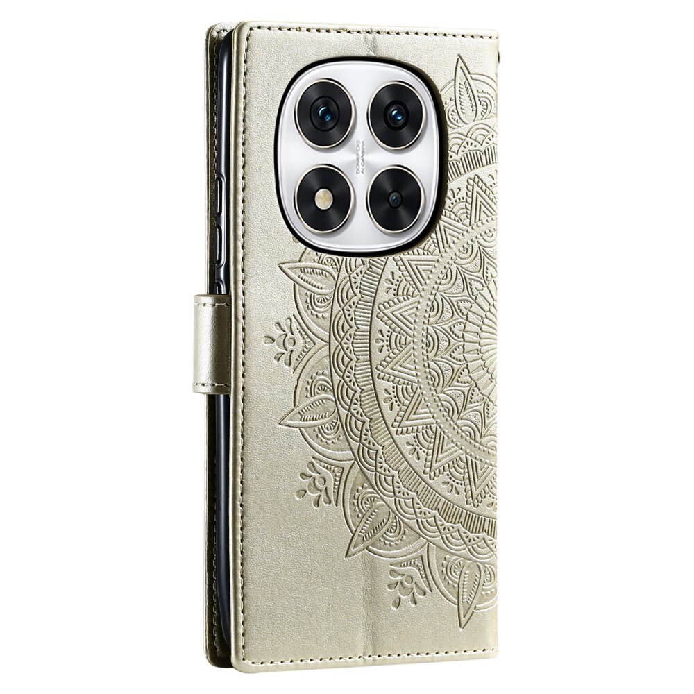 Funda de Cuero Mandala Xiaomi Redmi Note 14 Pro Plus oro