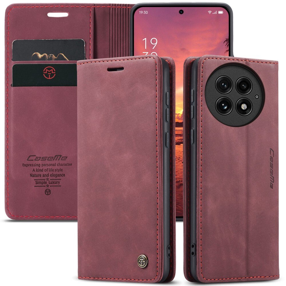 Funda delgada con solapa  OnePlus 13 Rojo