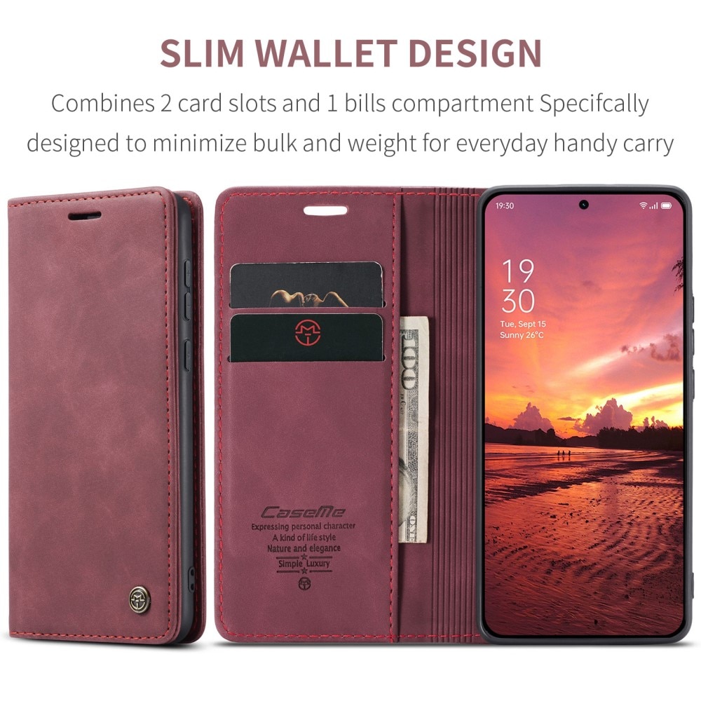 Funda delgada con solapa  OnePlus 13 Rojo