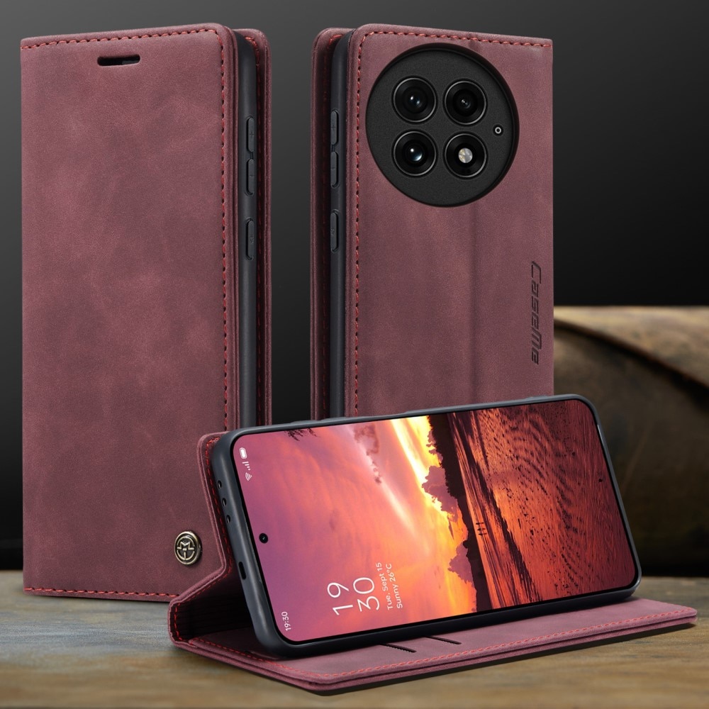 Funda delgada con solapa  OnePlus 13 Rojo