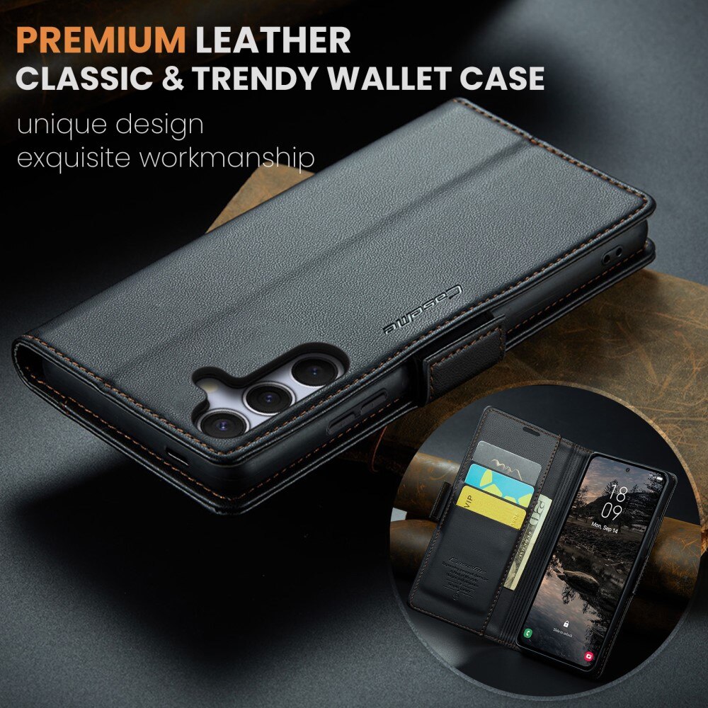 Funda delgada con solapa anti-RFID Samsung Galaxy S25 Plus Negro