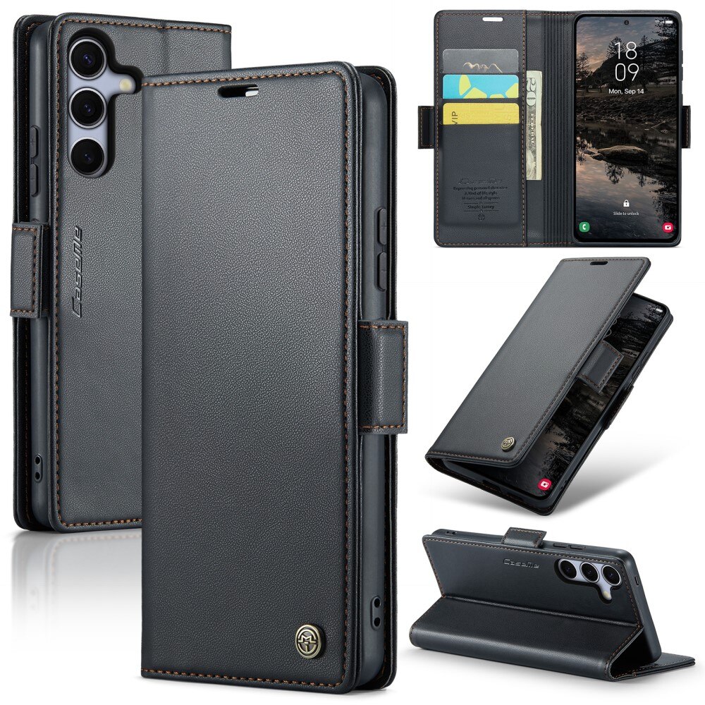 Funda delgada con solapa anti-RFID Samsung Galaxy S25 Plus Negro