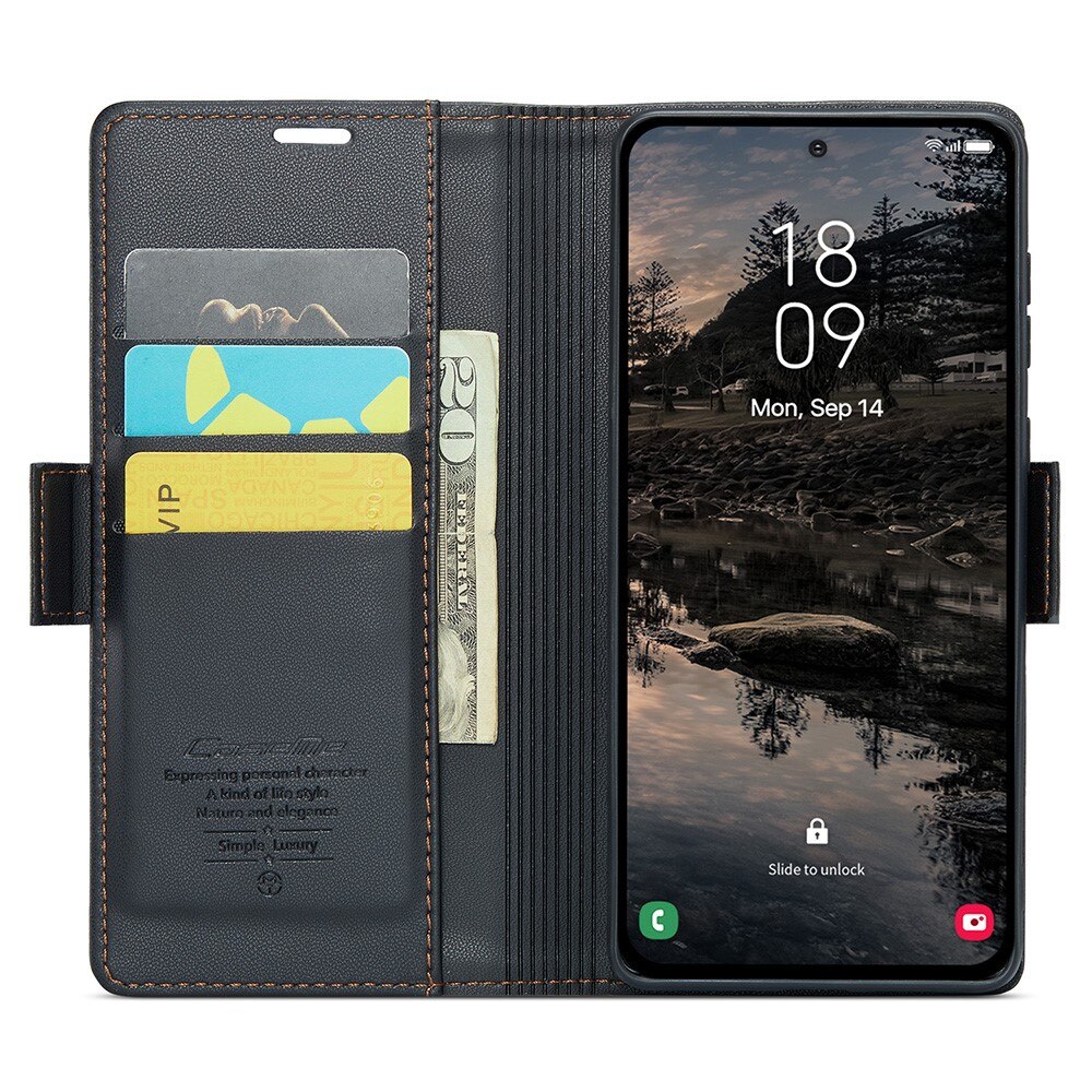 Funda delgada con solapa anti-RFID Samsung Galaxy S25 Plus Negro