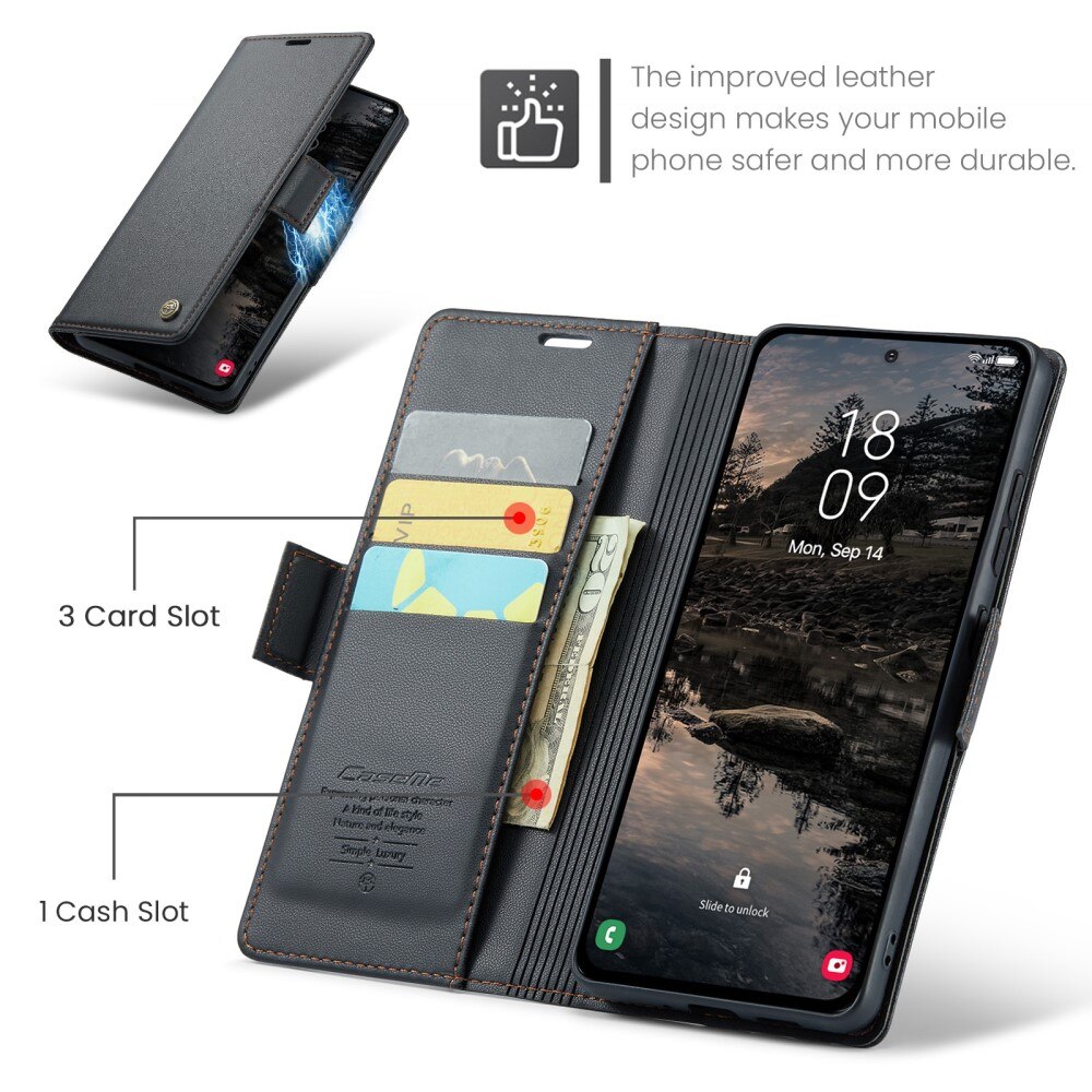 Funda delgada con solapa anti-RFID Samsung Galaxy S25 Plus Negro