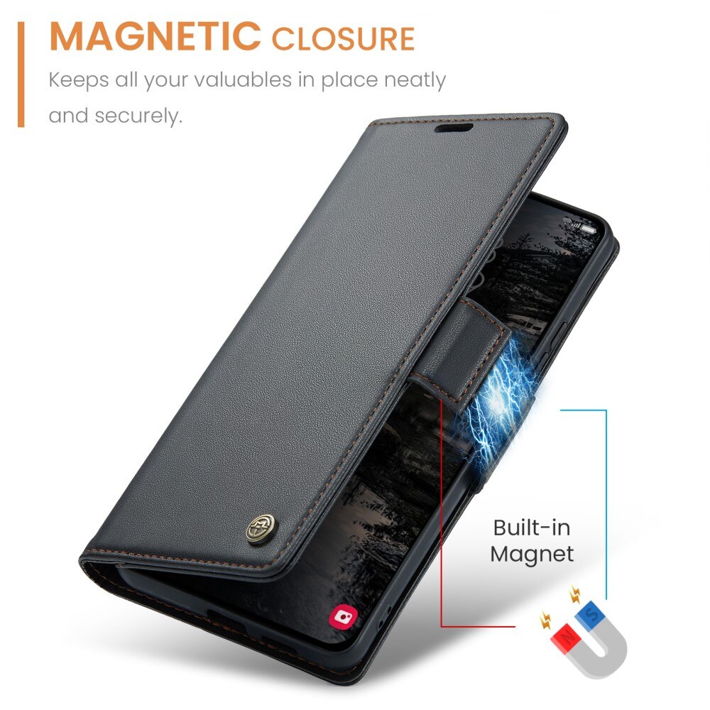 Funda delgada con solapa anti-RFID Samsung Galaxy S25 Plus Negro
