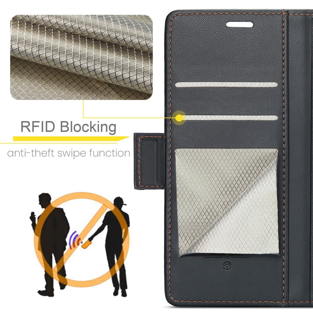 Funda delgada con solapa anti-RFID Samsung Galaxy S25 Plus Negro