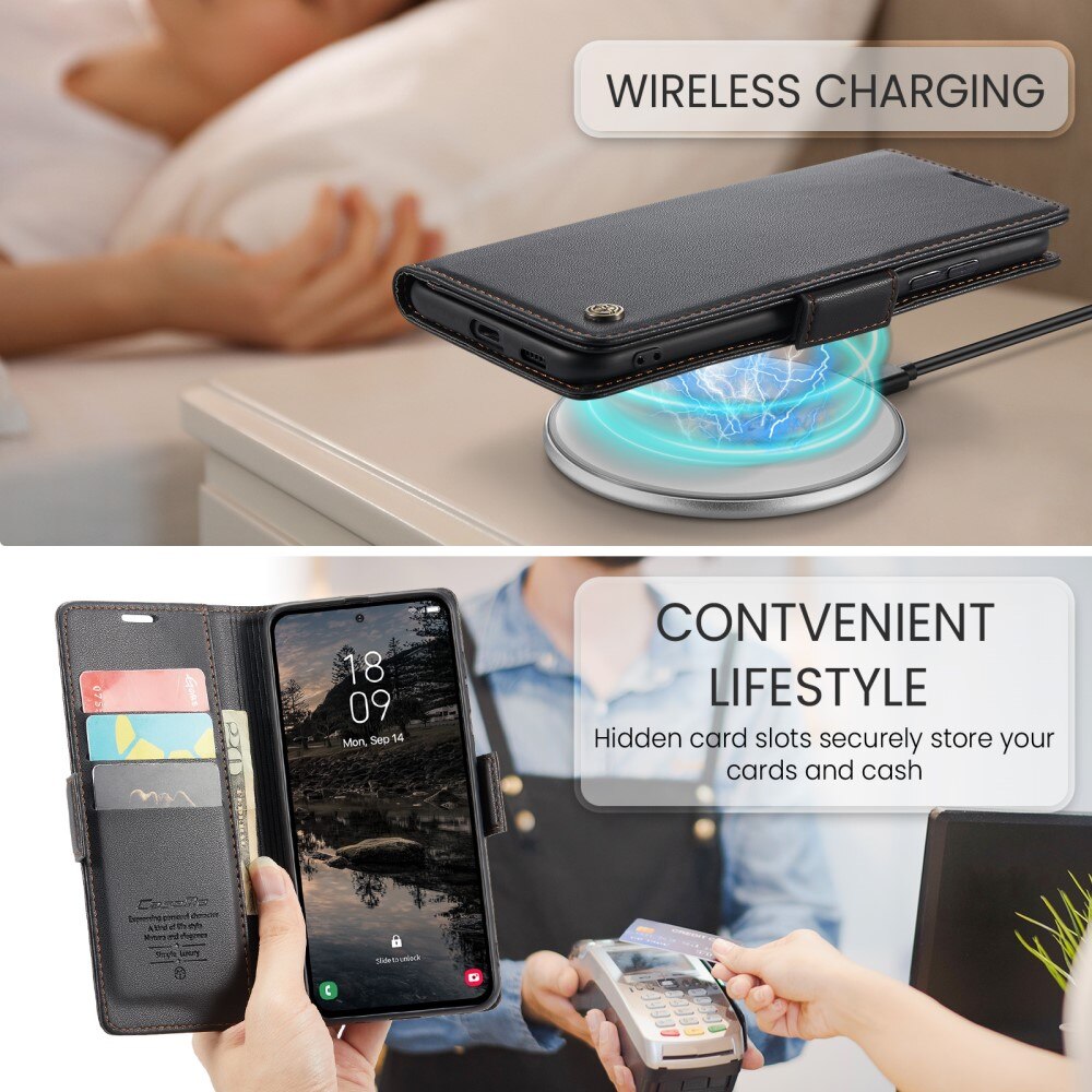 Funda delgada con solapa anti-RFID Samsung Galaxy S25 Plus Negro