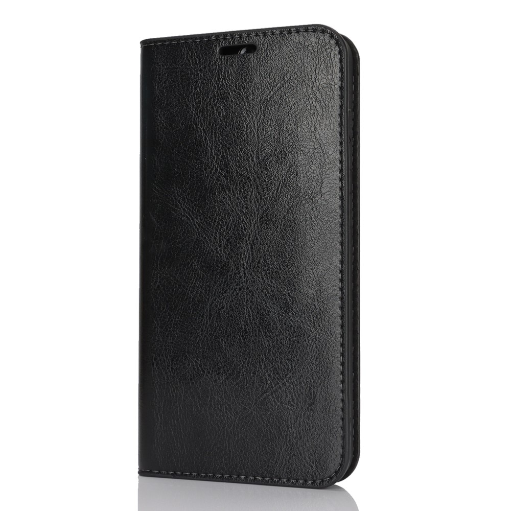 Funda cartera de cuero genuino Samsung Galaxy S25 Plus Negro