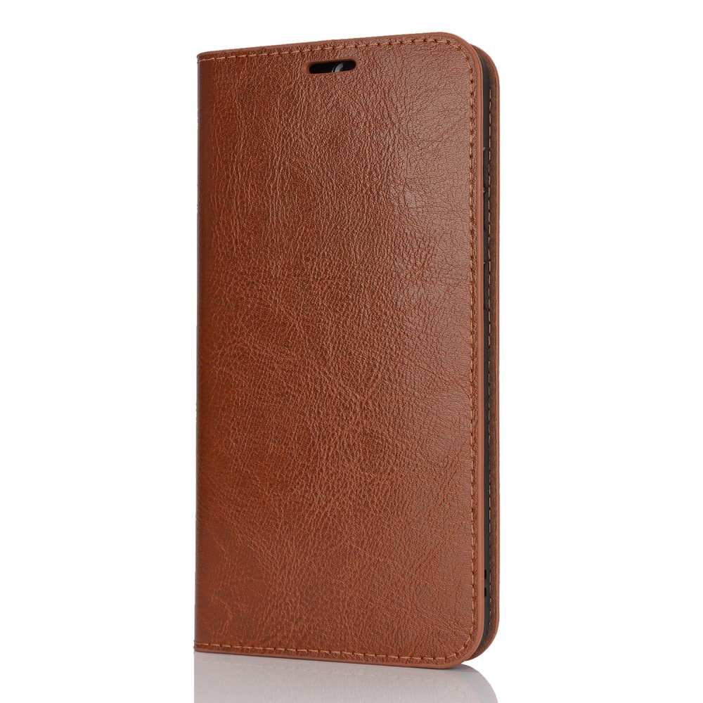 Funda cartera de cuero genuino Samsung Galaxy S25 Plus Marrón