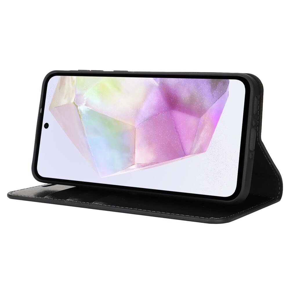 Funda cartera de cuero genuino Samsung Galaxy A36 Negro
