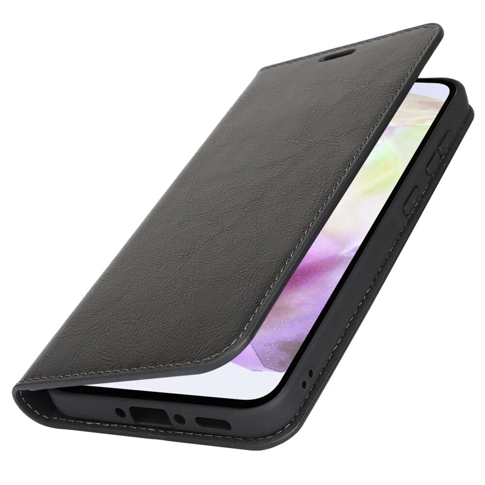 Funda cartera de cuero genuino Samsung Galaxy A36 Negro