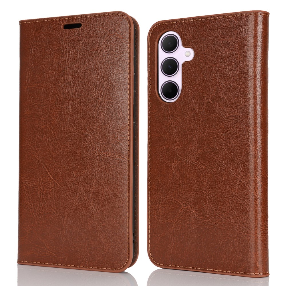 Funda cartera de cuero genuino Samsung Galaxy A36 Marrón