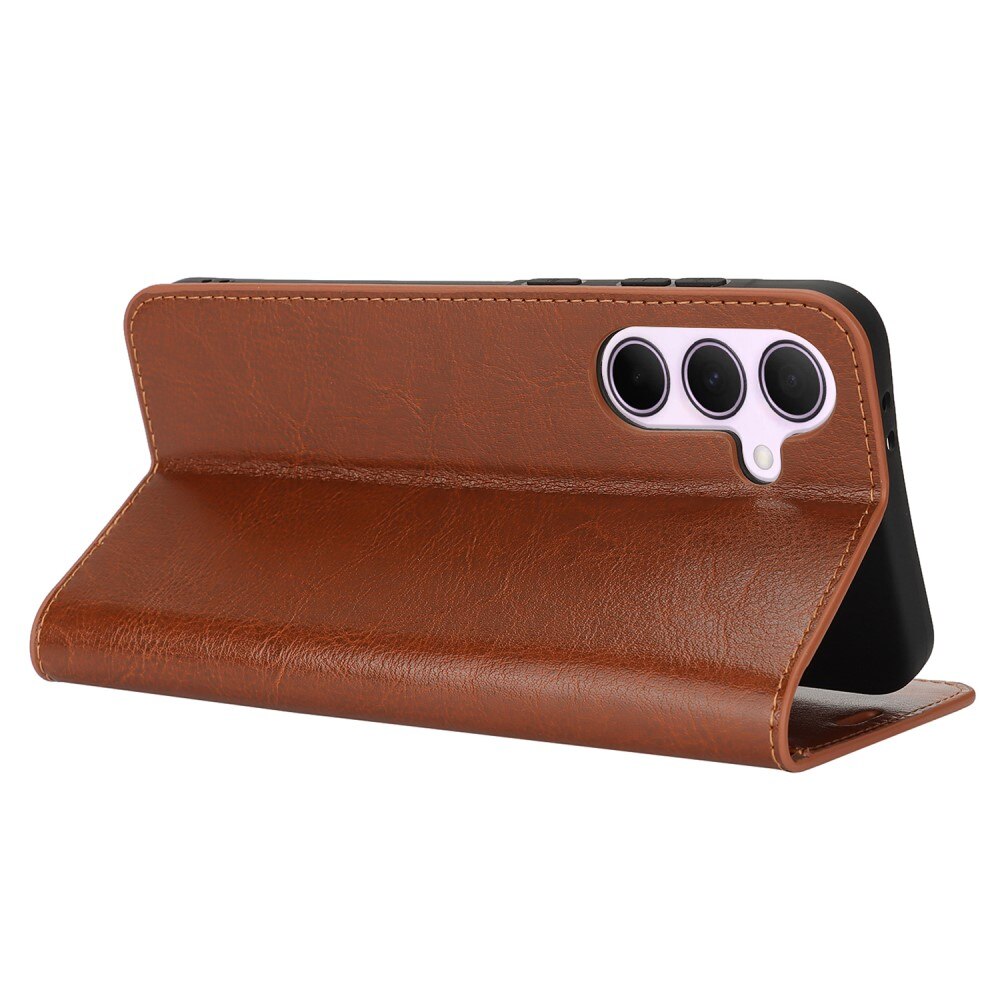 Funda cartera de cuero genuino Samsung Galaxy A36 Marrón
