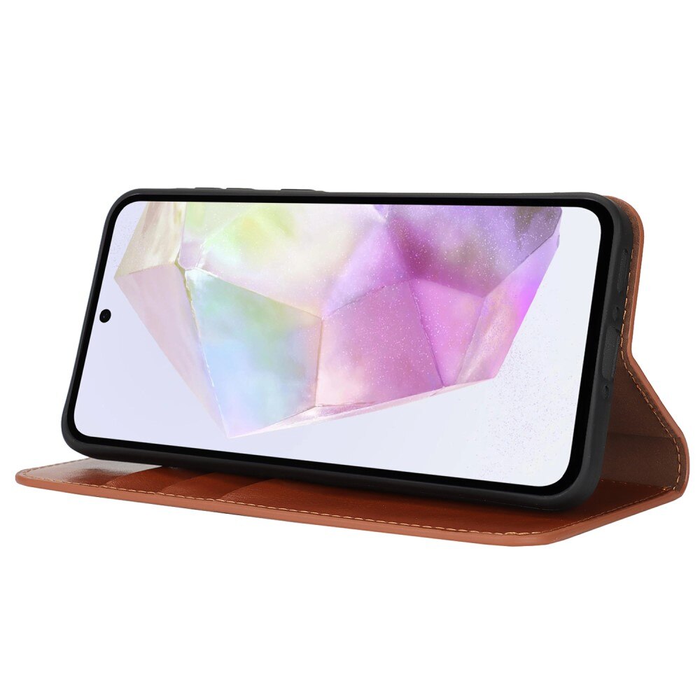 Funda cartera de cuero genuino Samsung Galaxy A36 Marrón