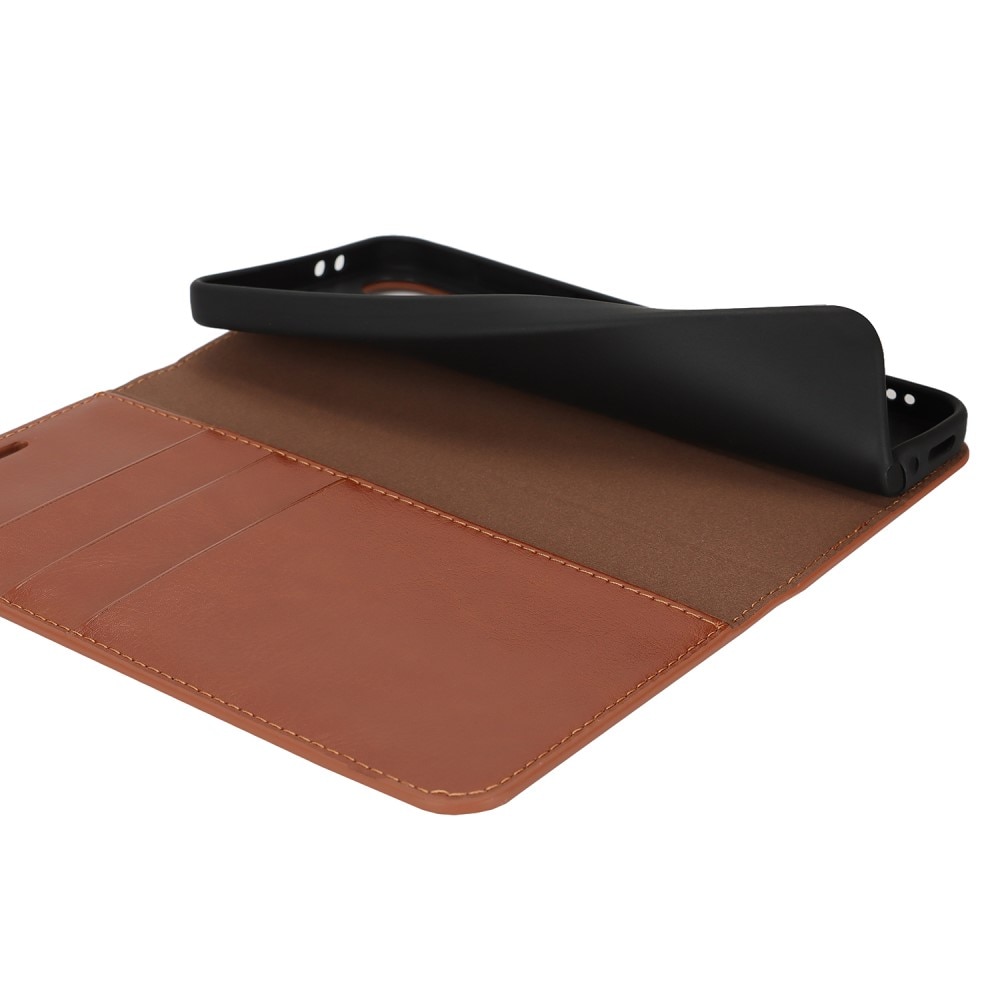 Funda cartera de cuero genuino Samsung Galaxy A36 Marrón