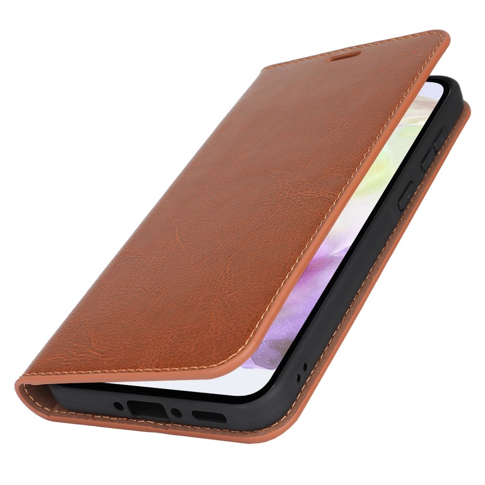Funda cartera de cuero genuino Samsung Galaxy A36 Marrón