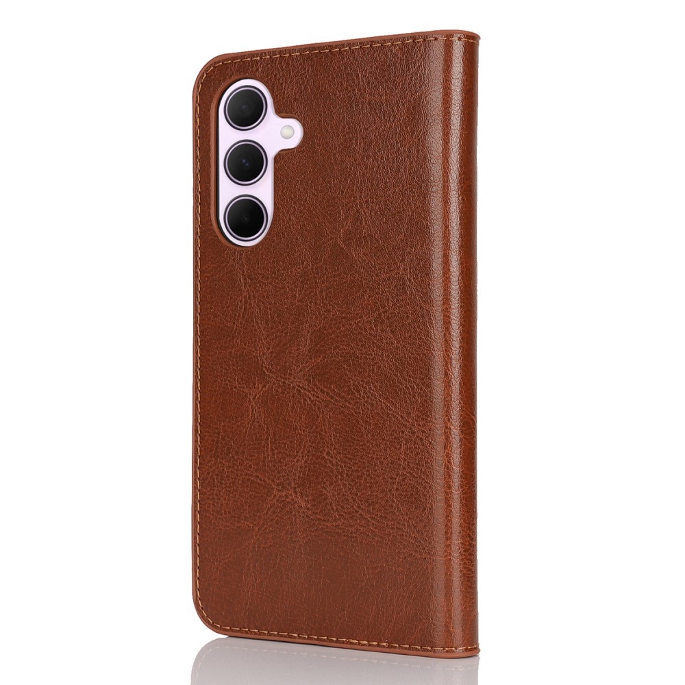 Funda cartera de cuero genuino Samsung Galaxy A36 Marrón