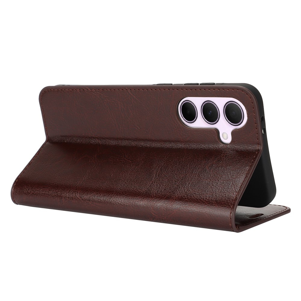 Funda cartera de cuero genuino Samsung Galaxy A36 Marrón oscuro