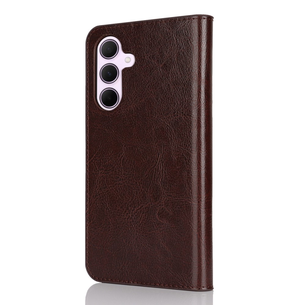 Funda cartera de cuero genuino Samsung Galaxy A36 Marrón oscuro