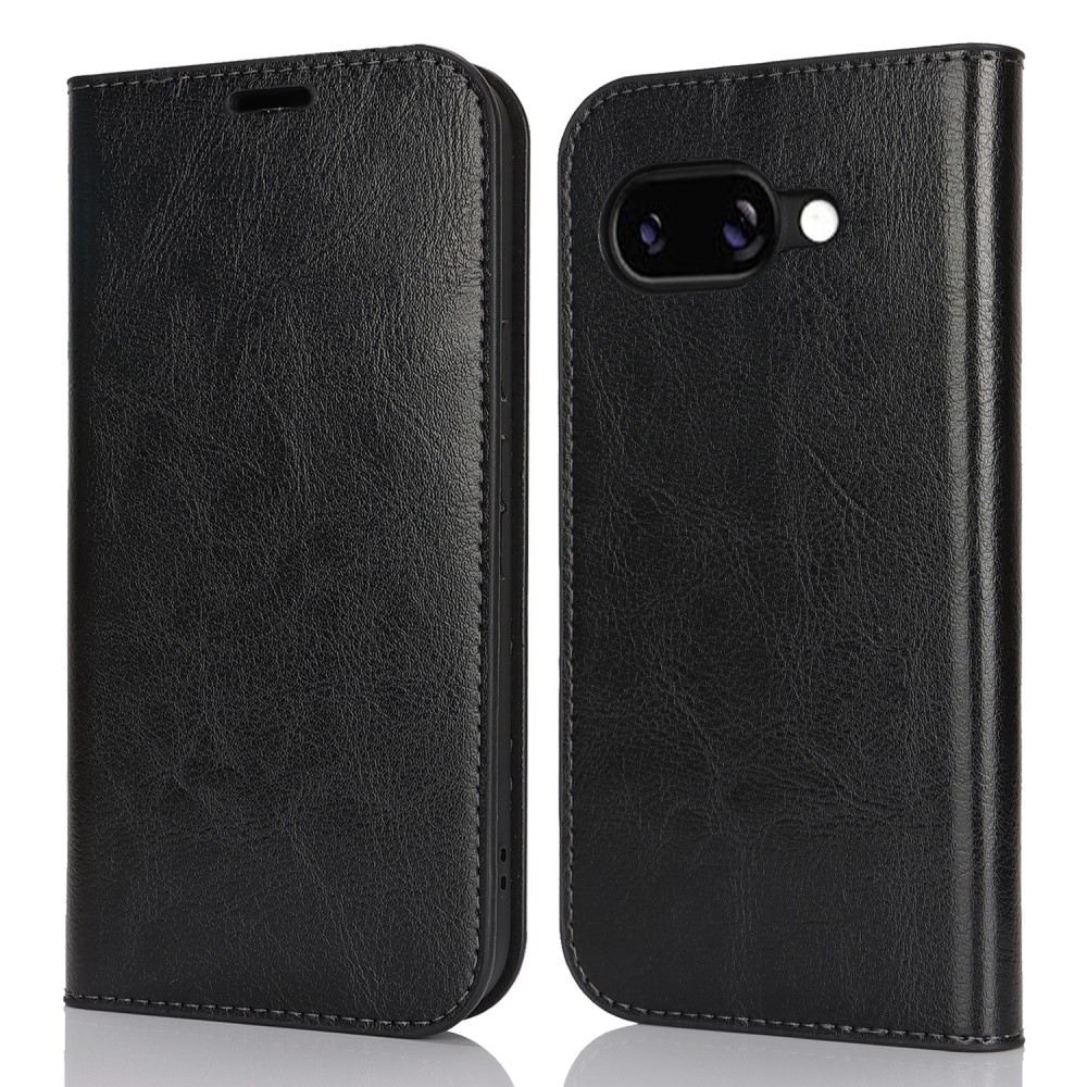 Funda cartera de cuero genuino Google Pixel 9a Negro