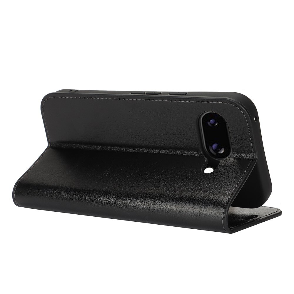 Funda cartera de cuero genuino Google Pixel 9a Negro