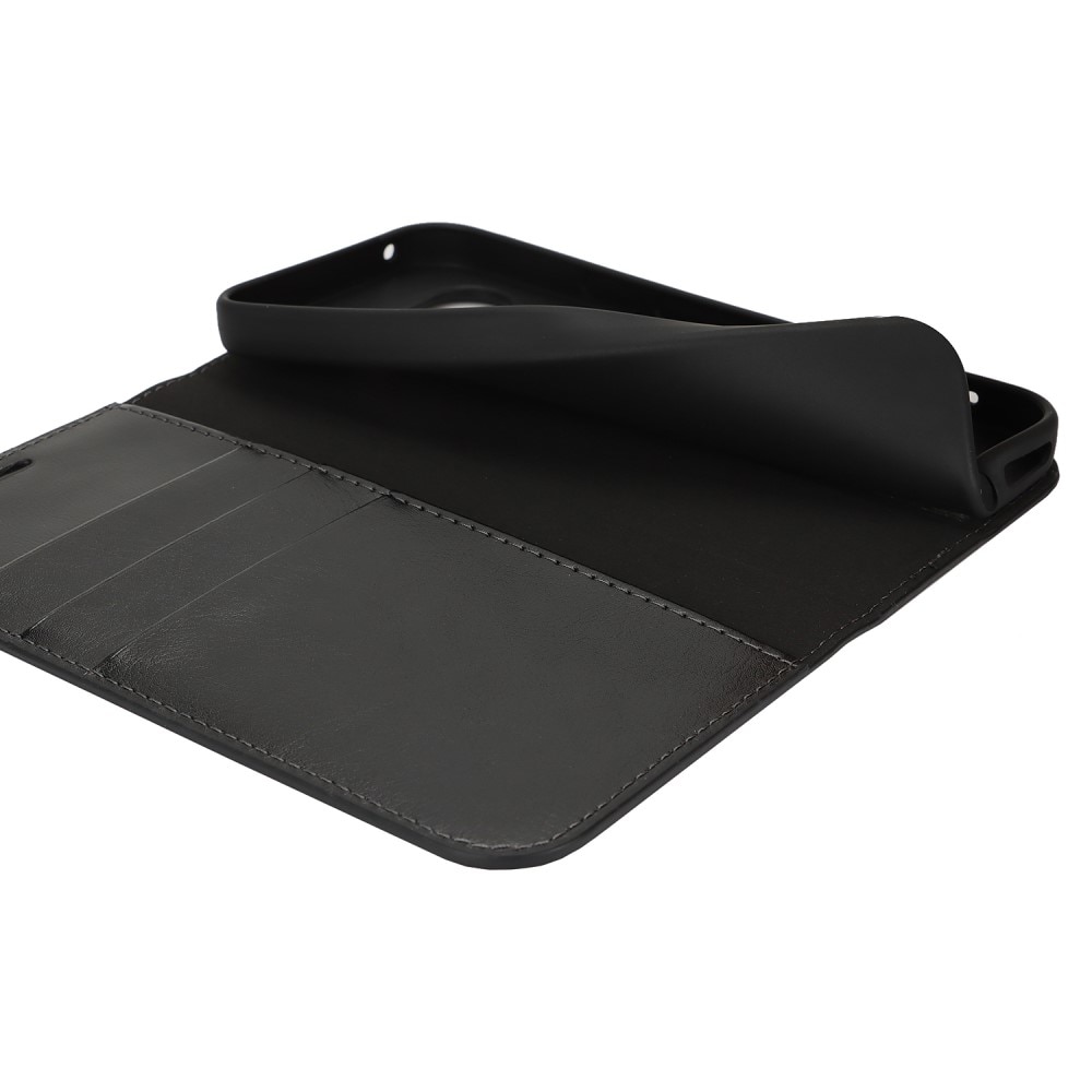 Funda cartera de cuero genuino Google Pixel 9a Negro
