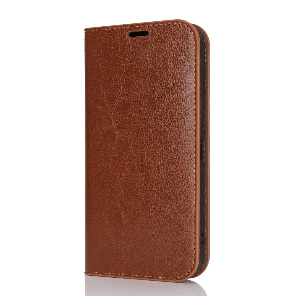 Funda cartera de cuero genuino Google Pixel 9a Marrón