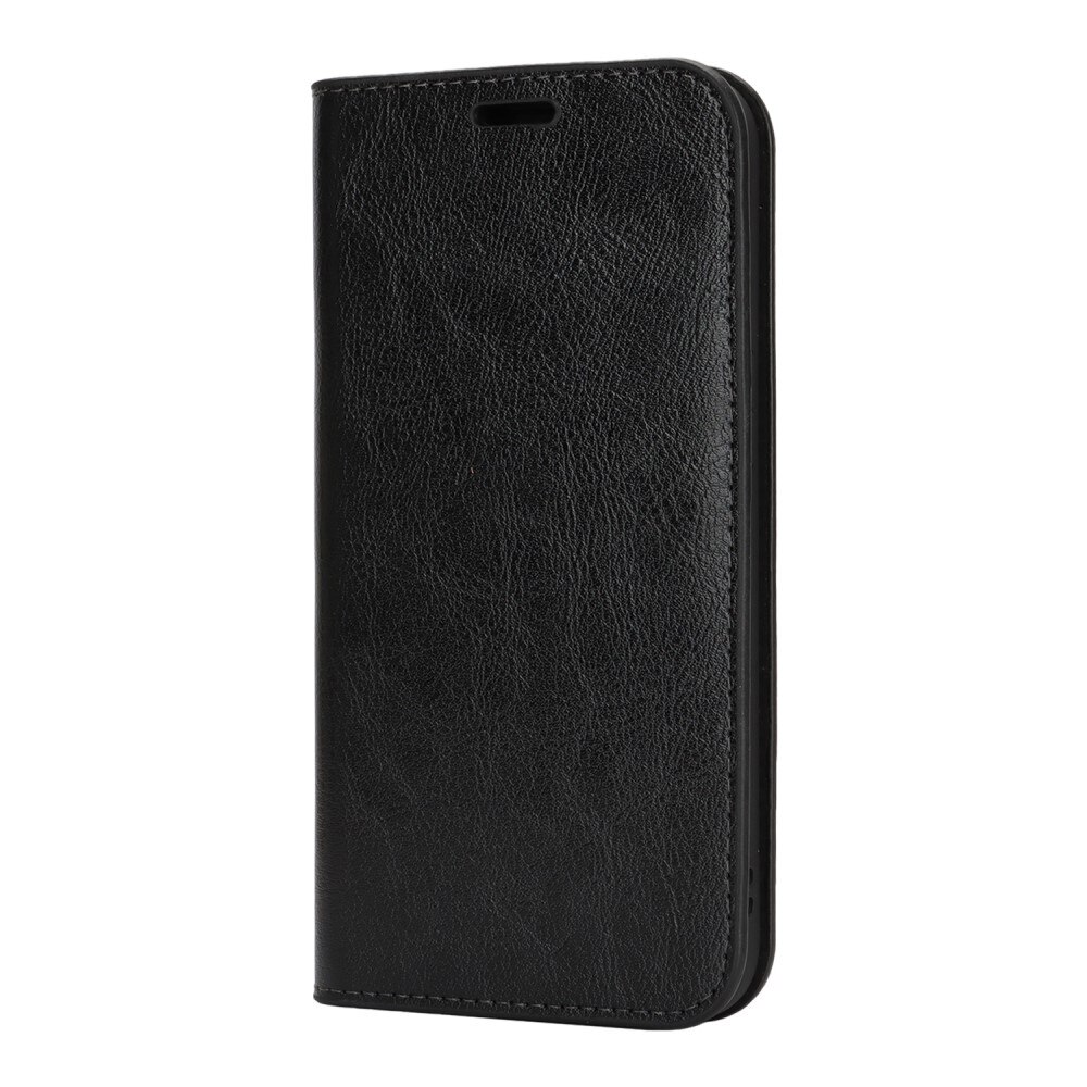 Funda cartera de cuero genuino iPhone 16e Negro