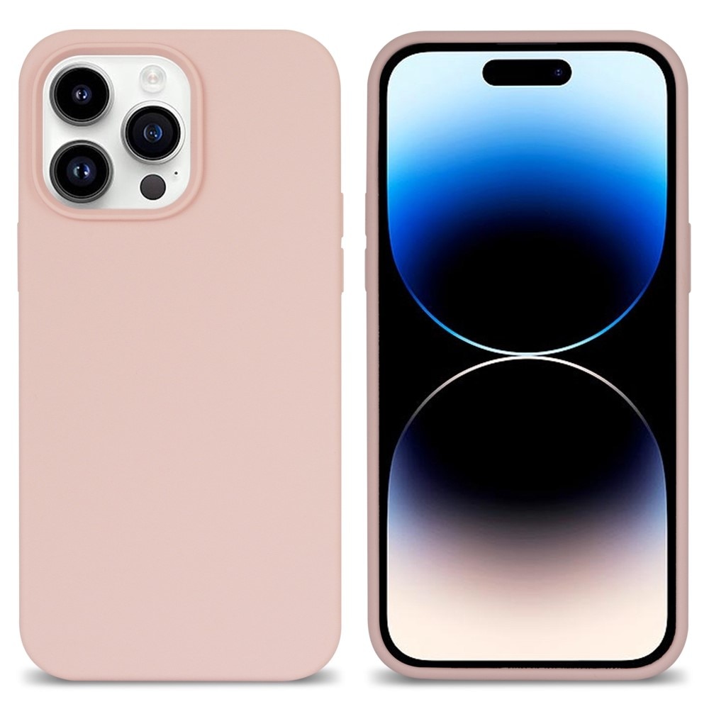 Funda de silicona iPhone 14 Pro Max rosado