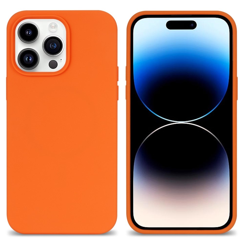 Funda de silicona iPhone 14 Pro Max naranja