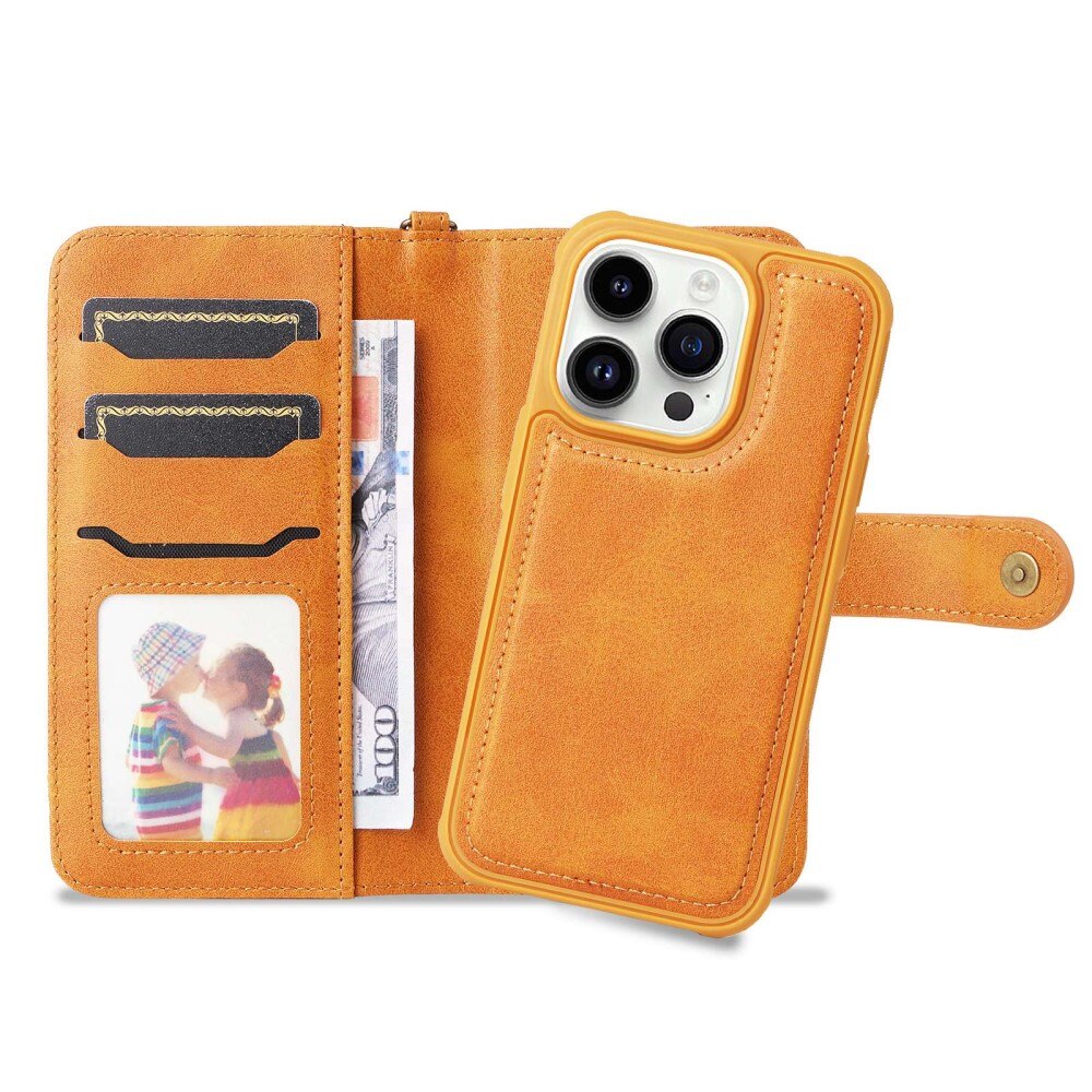 Magnet Leather Wallet iPhone 14 Pro Coñac