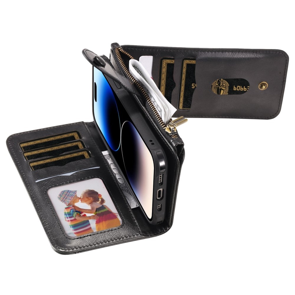 Magnet Leather Multi Wallet iPhone 14 Pro Negro