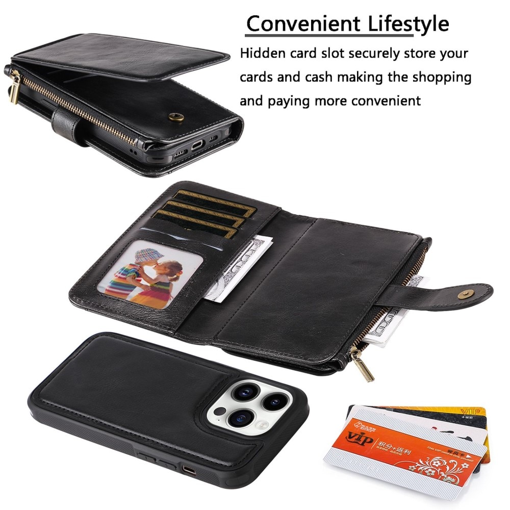 Magnet Leather Multi Wallet iPhone 14 Pro Negro
