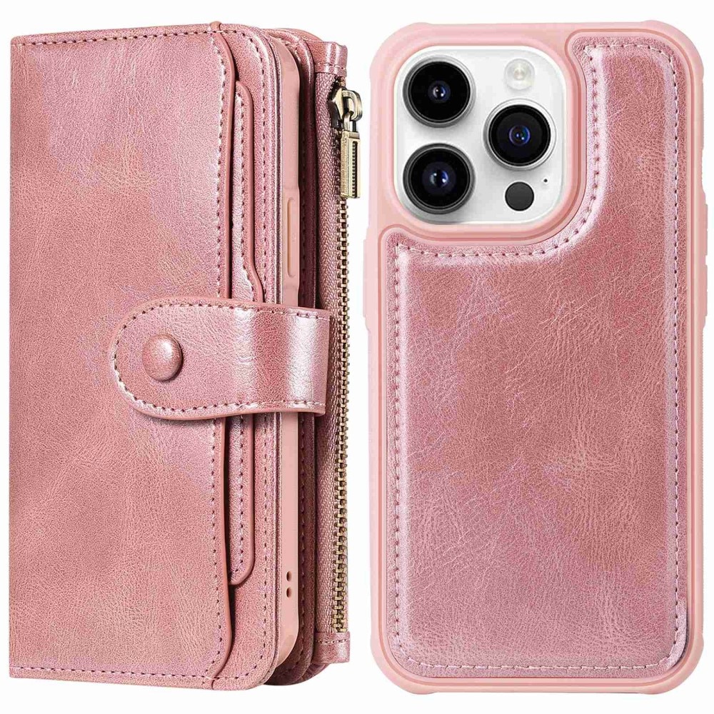 Magnet Leather Multi Wallet iPhone 14 Pro Rosado