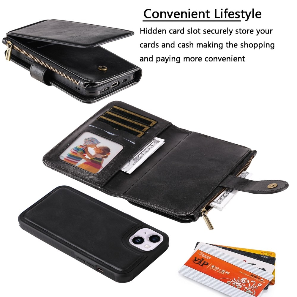 Magnet Leather Multi Wallet iPhone 14 negro