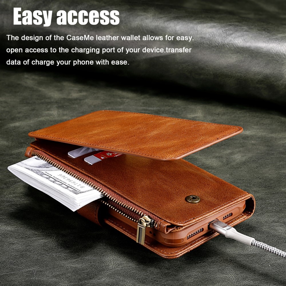 Magnet Leather Multi Wallet iPhone 16e Marrón